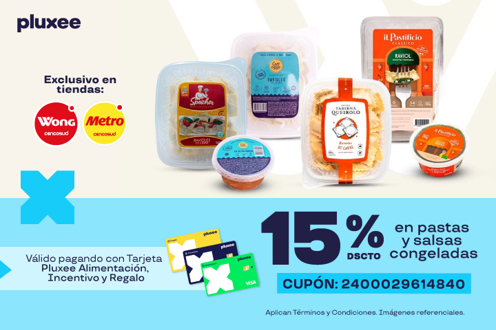 15% EN PASTAS Y SALSAS CONGELADASCUPÓN: 2400029614840